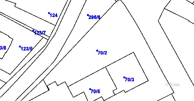 Parcela st. 70/2 v KÚ Hlízov, Katastrální mapa