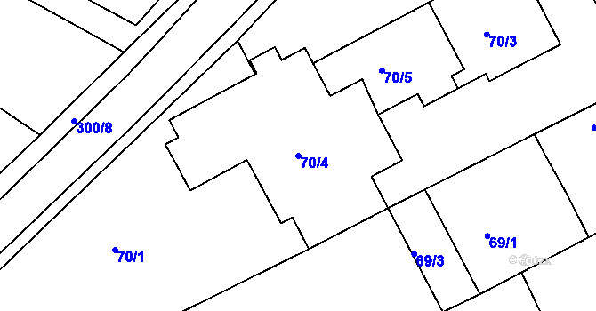 Parcela st. 70/4 v KÚ Hlízov, Katastrální mapa