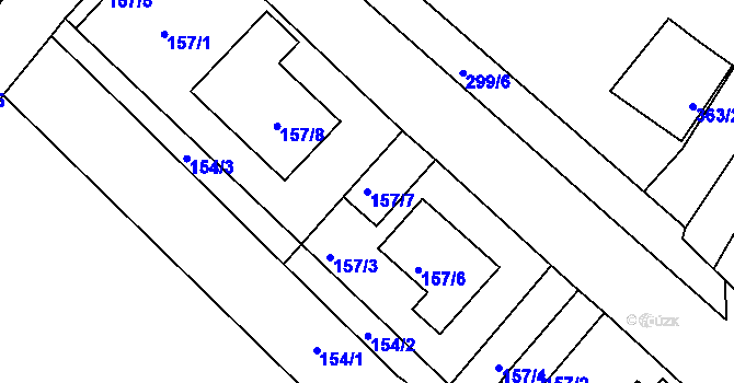 Parcela st. 157/7 v KÚ Hlízov, Katastrální mapa