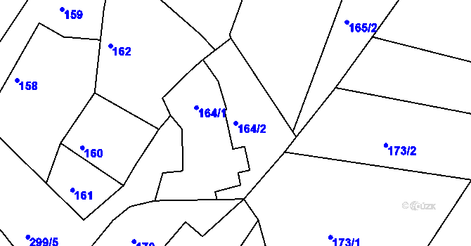 Parcela st. 164/2 v KÚ Hlízov, Katastrální mapa