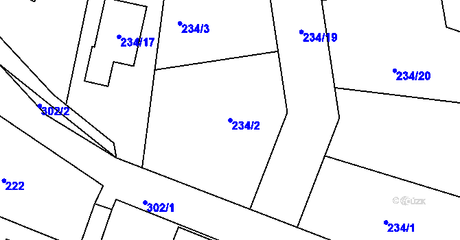 Parcela st. 234/2 v KÚ Hlízov, Katastrální mapa