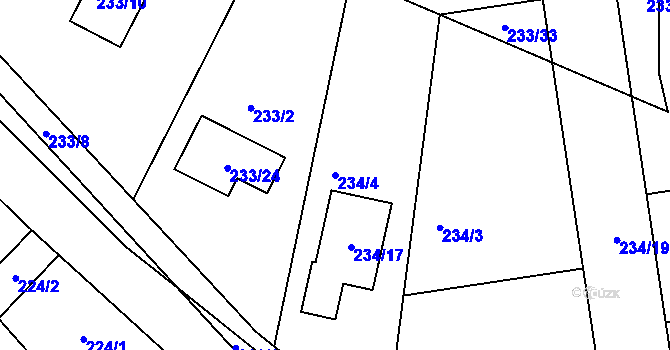 Parcela st. 234/4 v KÚ Hlízov, Katastrální mapa