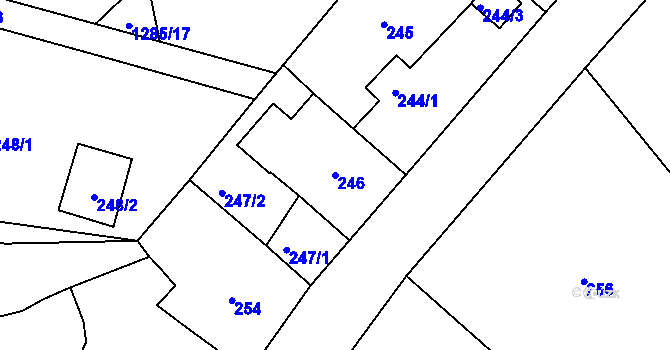Parcela st. 246 v KÚ Hlízov, Katastrální mapa