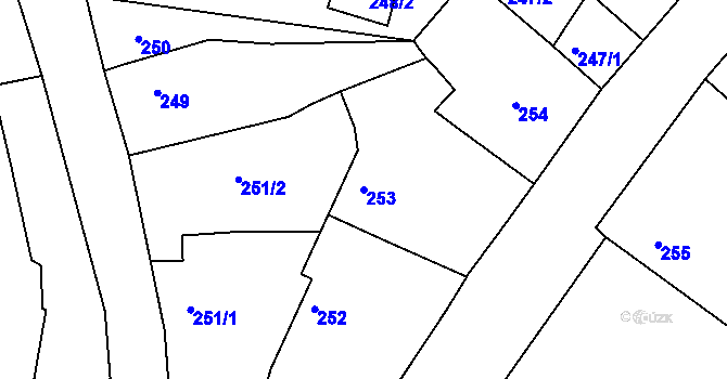 Parcela st. 253 v KÚ Hlízov, Katastrální mapa