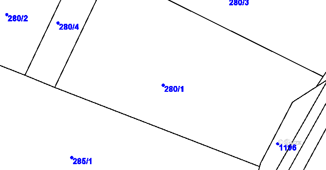Parcela st. 280/1 v KÚ Hlízov, Katastrální mapa