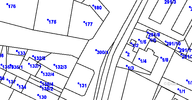 Parcela st. 300/1 v KÚ Hlízov, Katastrální mapa