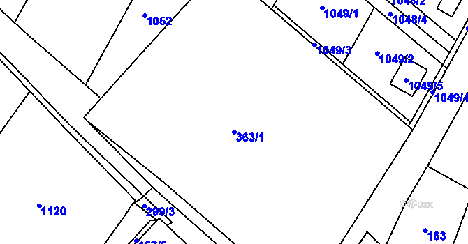 Parcela st. 363 v KÚ Hlízov, Katastrální mapa
