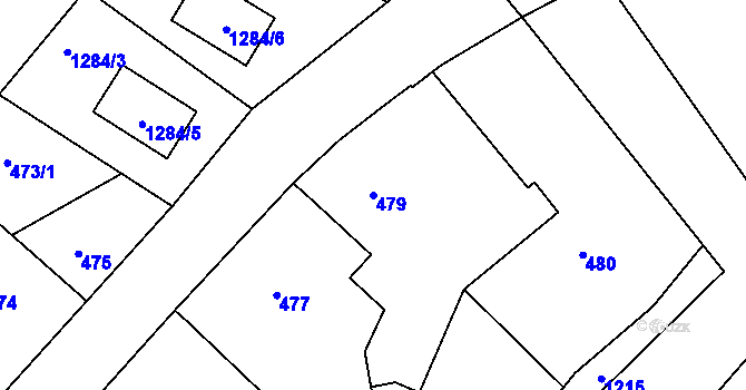 Parcela st. 479 v KÚ Hlízov, Katastrální mapa