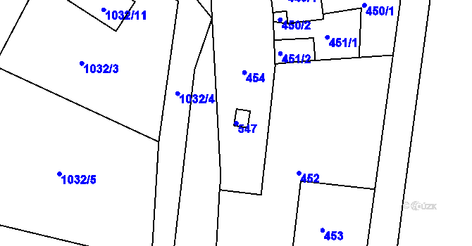 Parcela st. 547 v KÚ Hlízov, Katastrální mapa