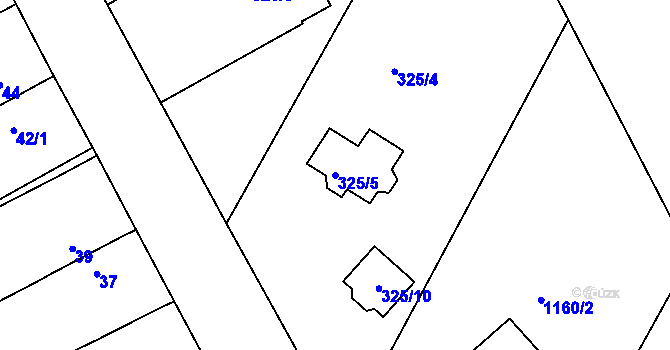 Parcela st. 325/5 v KÚ Hlízov, Katastrální mapa