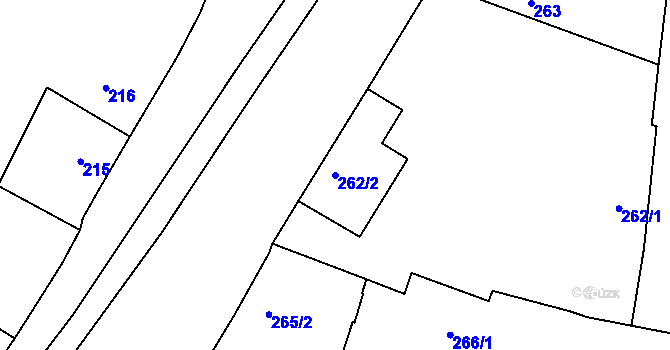 Parcela st. 262/2 v KÚ Hlízov, Katastrální mapa