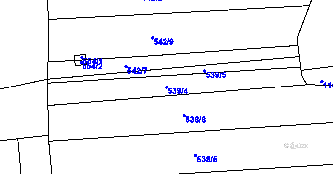 Parcela st. 539/4 v KÚ Hlízov, Katastrální mapa