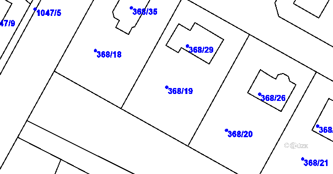 Parcela st. 368/19 v KÚ Hlízov, Katastrální mapa