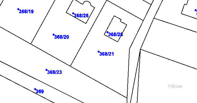 Parcela st. 368/21 v KÚ Hlízov, Katastrální mapa