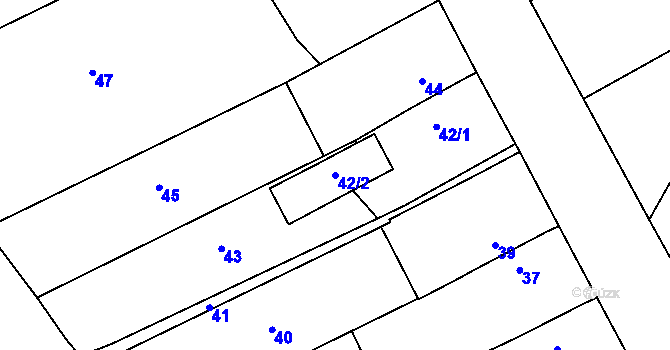 Parcela st. 42/2 v KÚ Hlízov, Katastrální mapa