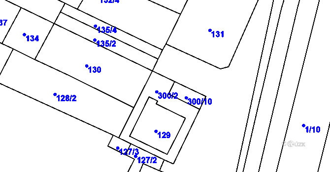 Parcela st. 300/6 v KÚ Hlízov, Katastrální mapa