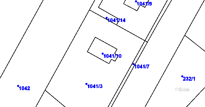 Parcela st. 1041/10 v KÚ Hlízov, Katastrální mapa