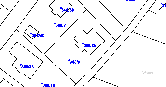 Parcela st. 368/25 v KÚ Hlízov, Katastrální mapa