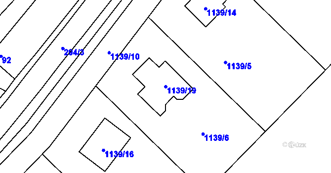 Parcela st. 1139/19 v KÚ Hlízov, Katastrální mapa