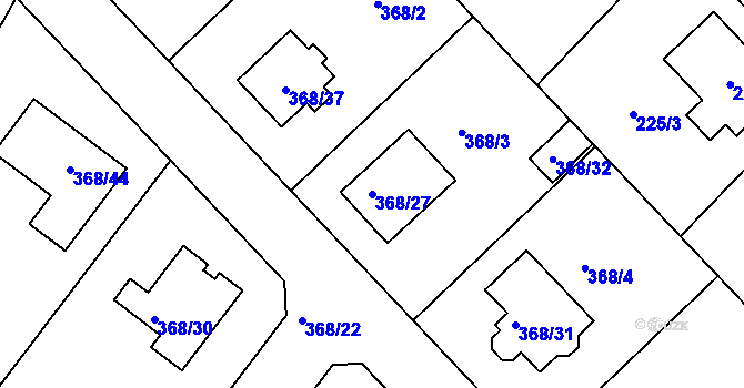Parcela st. 368/27 v KÚ Hlízov, Katastrální mapa