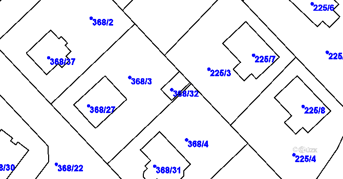 Parcela st. 368/32 v KÚ Hlízov, Katastrální mapa