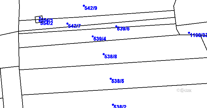 Parcela st. 538/8 v KÚ Hlízov, Katastrální mapa