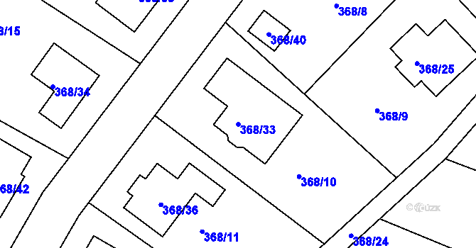 Parcela st. 368/33 v KÚ Hlízov, Katastrální mapa