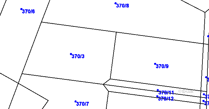 Parcela st. 370/3 v KÚ Hlízov, Katastrální mapa