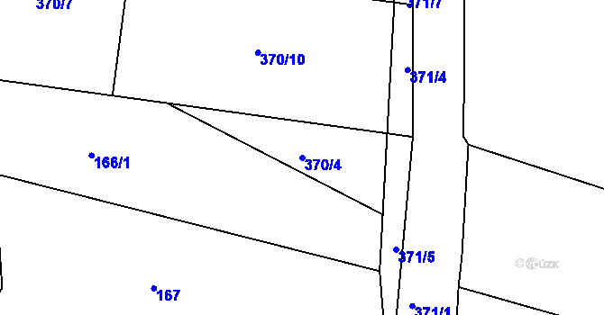 Parcela st. 370/4 v KÚ Hlízov, Katastrální mapa