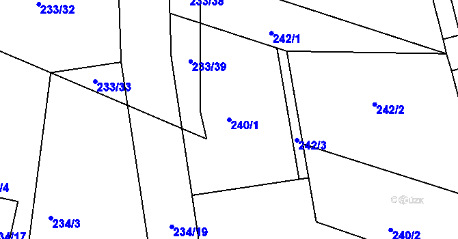 Parcela st. 240/1 v KÚ Hlízov, Katastrální mapa