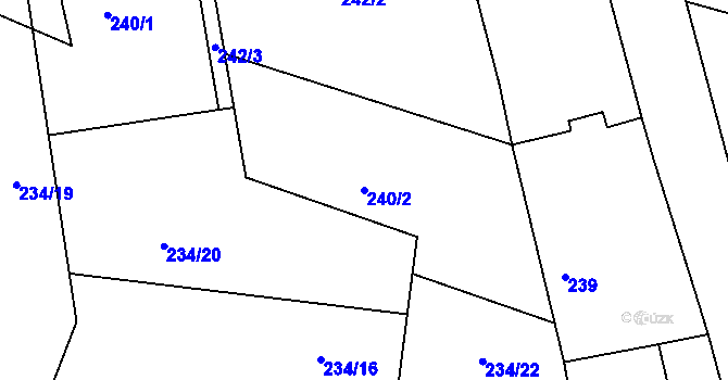 Parcela st. 240/2 v KÚ Hlízov, Katastrální mapa