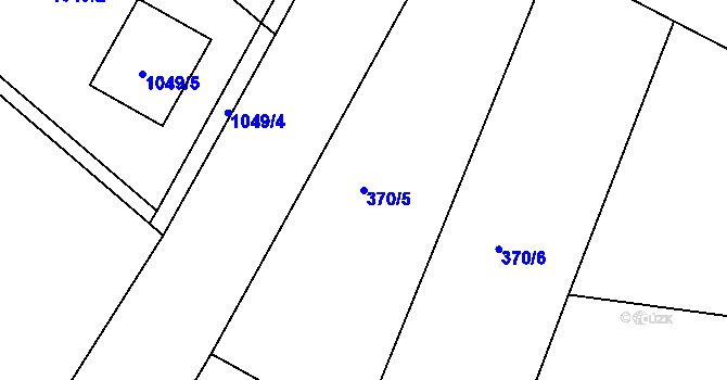 Parcela st. 370/5 v KÚ Hlízov, Katastrální mapa
