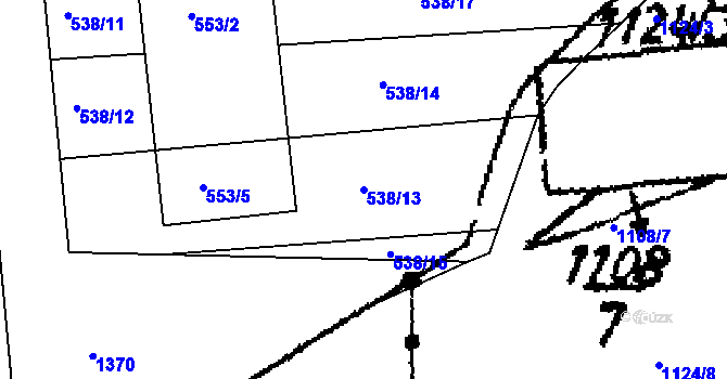 Parcela st. 538/13 v KÚ Hlízov, Katastrální mapa