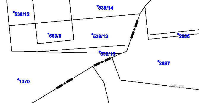 Parcela st. 538/15 v KÚ Hlízov, Katastrální mapa