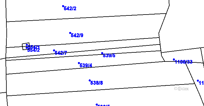 Parcela st. 539/5 v KÚ Hlízov, Katastrální mapa