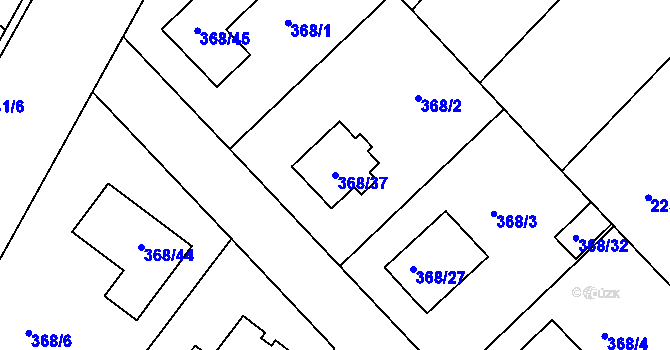 Parcela st. 368/37 v KÚ Hlízov, Katastrální mapa