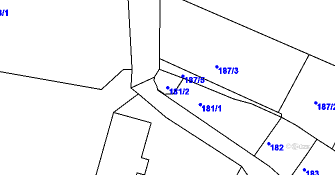 Parcela st. 181/2 v KÚ Hlízov, Katastrální mapa