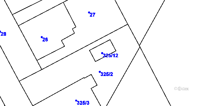 Parcela st. 325/12 v KÚ Hlízov, Katastrální mapa