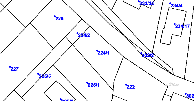 Parcela st. 224/1 v KÚ Hlízov, Katastrální mapa