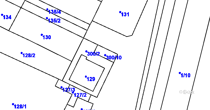 Parcela st. 300/10 v KÚ Hlízov, Katastrální mapa