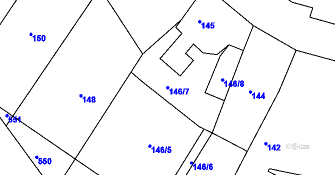 Parcela st. 146/7 v KÚ Hlízov, Katastrální mapa