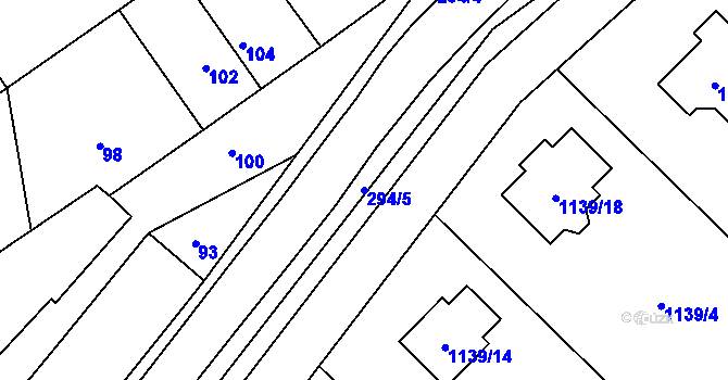 Parcela st. 294/5 v KÚ Hlízov, Katastrální mapa