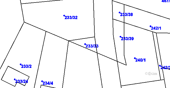 Parcela st. 233/33 v KÚ Hlízov, Katastrální mapa