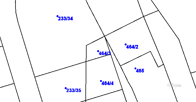 Parcela st. 464/3 v KÚ Hlízov, Katastrální mapa