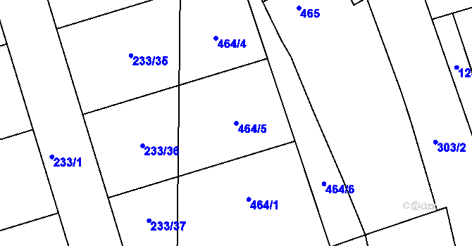 Parcela st. 464/5 v KÚ Hlízov, Katastrální mapa