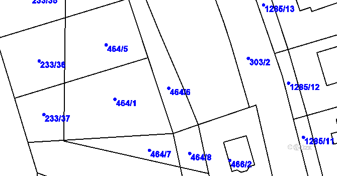 Parcela st. 464/6 v KÚ Hlízov, Katastrální mapa
