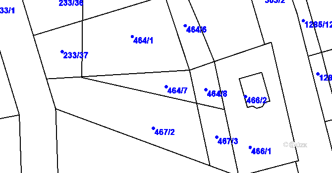 Parcela st. 464/7 v KÚ Hlízov, Katastrální mapa