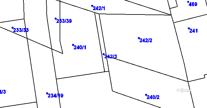 Parcela st. 242/3 v KÚ Hlízov, Katastrální mapa