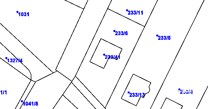 Parcela st. 233/41 v KÚ Hlízov, Katastrální mapa