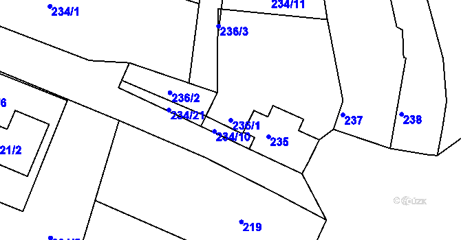Parcela st. 236/1 v KÚ Hlízov, Katastrální mapa